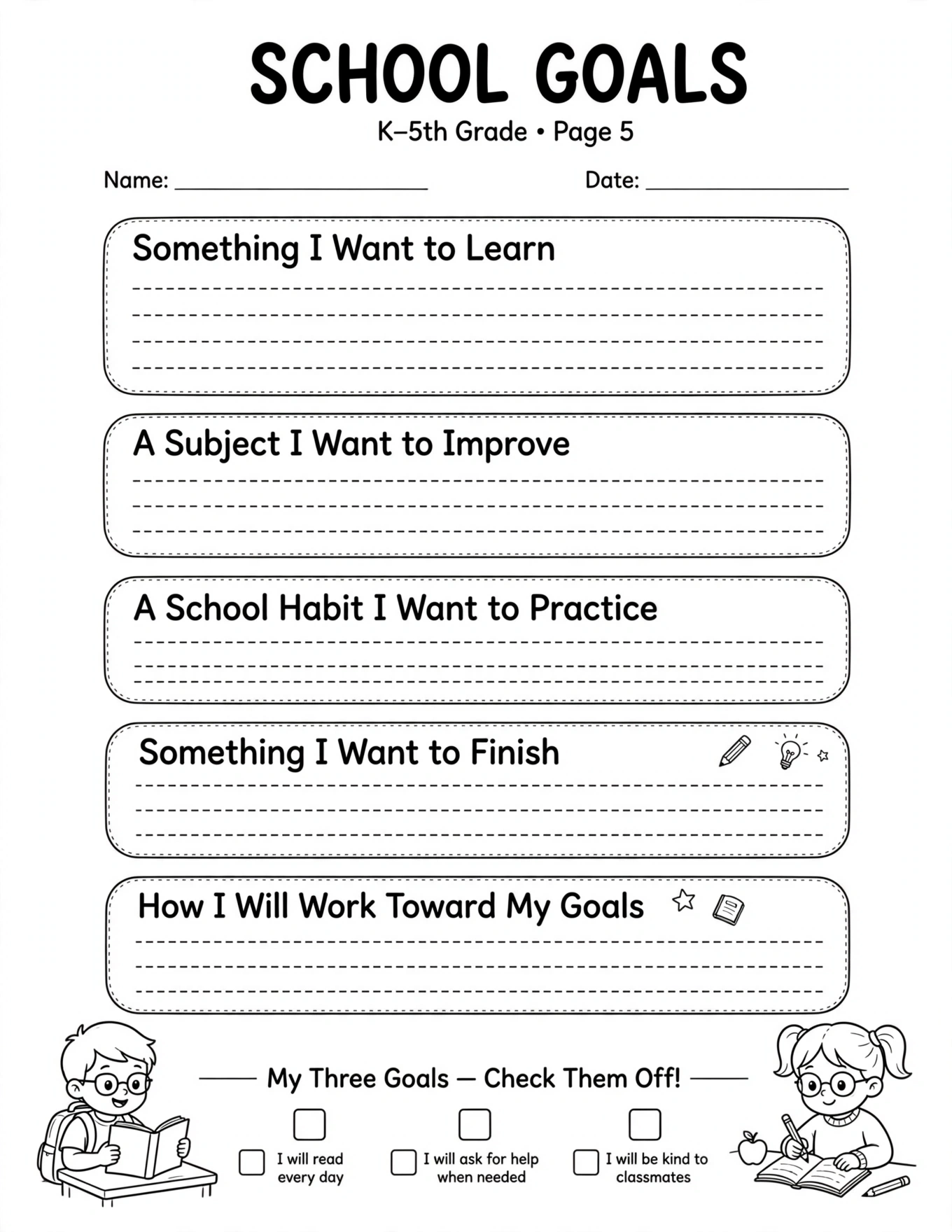 Goal Setting Worksheets For Kids - THIS WEEK’S GOALS