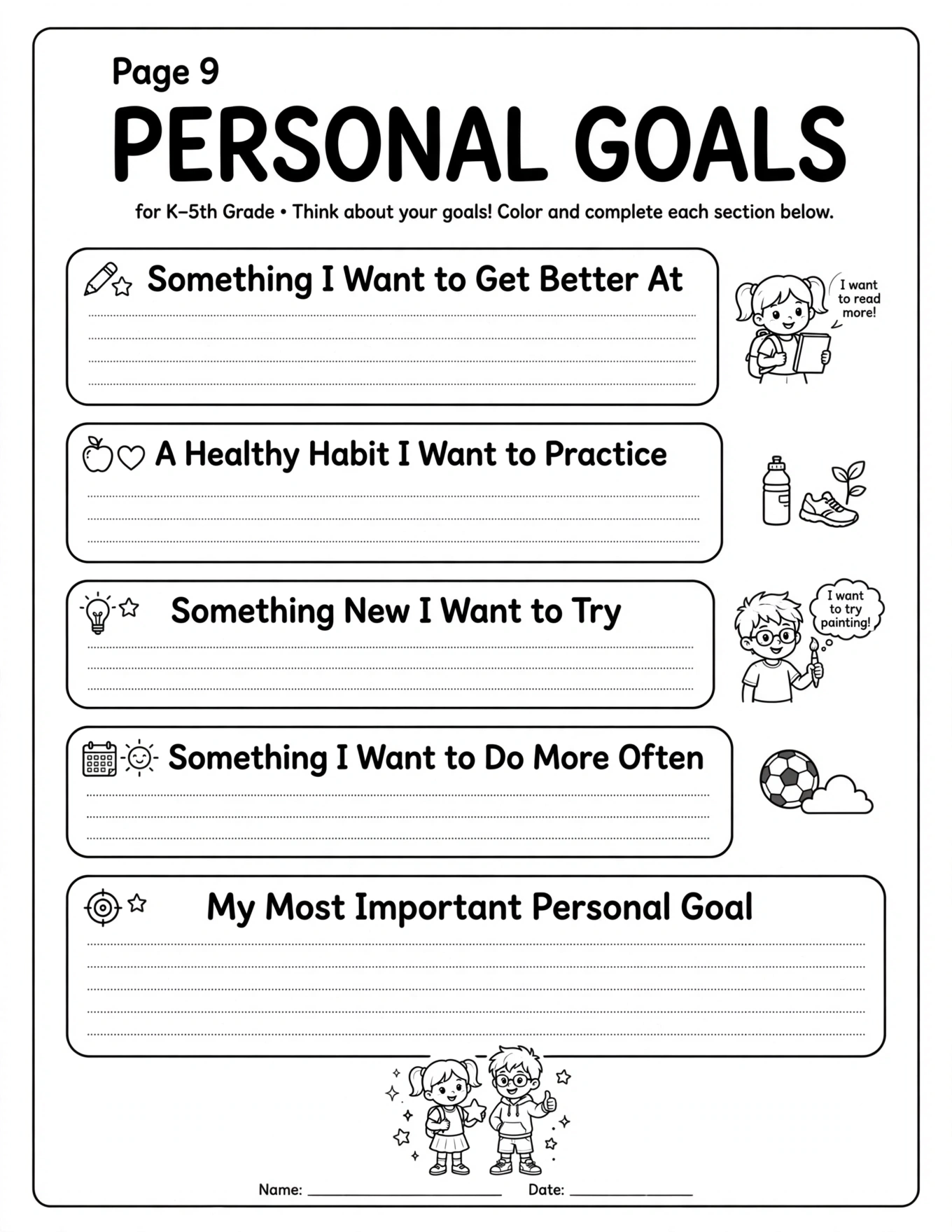 Goal Setting Worksheets For Kids - SCHOOL GOALS