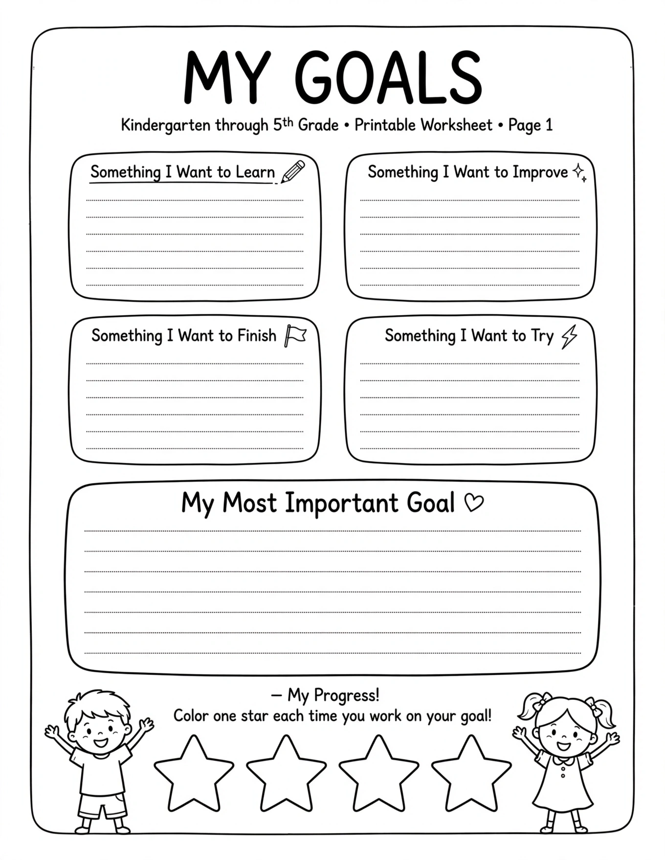Goal Setting Worksheets For Kids - LEARNING GOALS