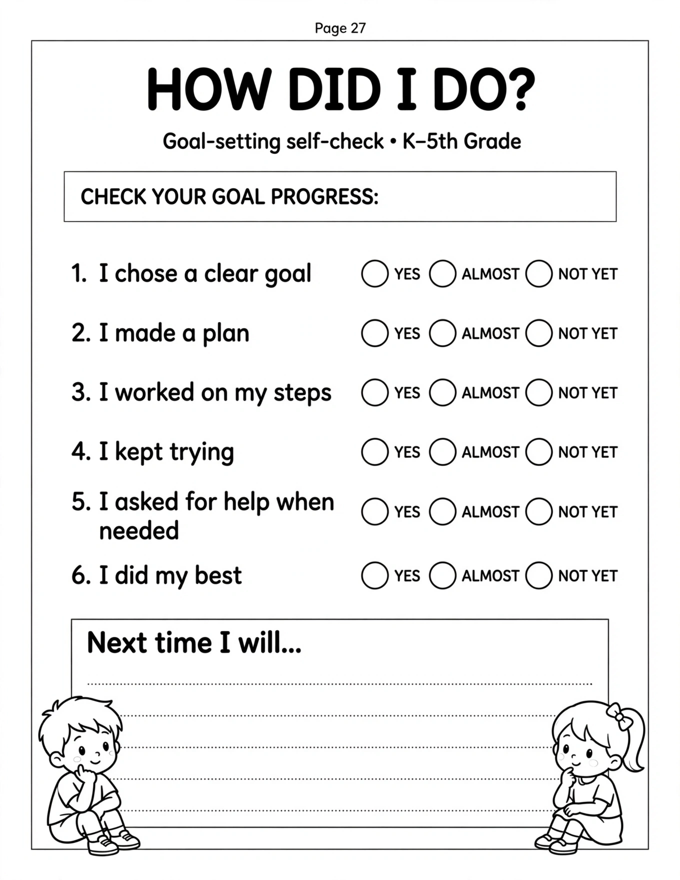 Goal Setting Worksheets For Kids - 7-DAY GOAL TRACKER