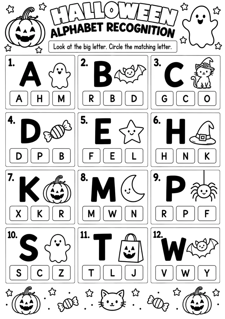 Halloween Alphabet Recognition for Pre-K, Kindergarten