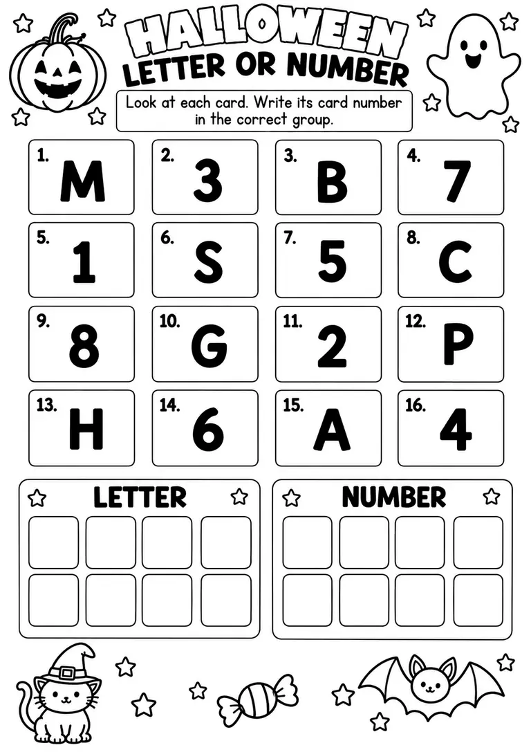 Halloween Letter or Number for Pre-K, Kindergarten