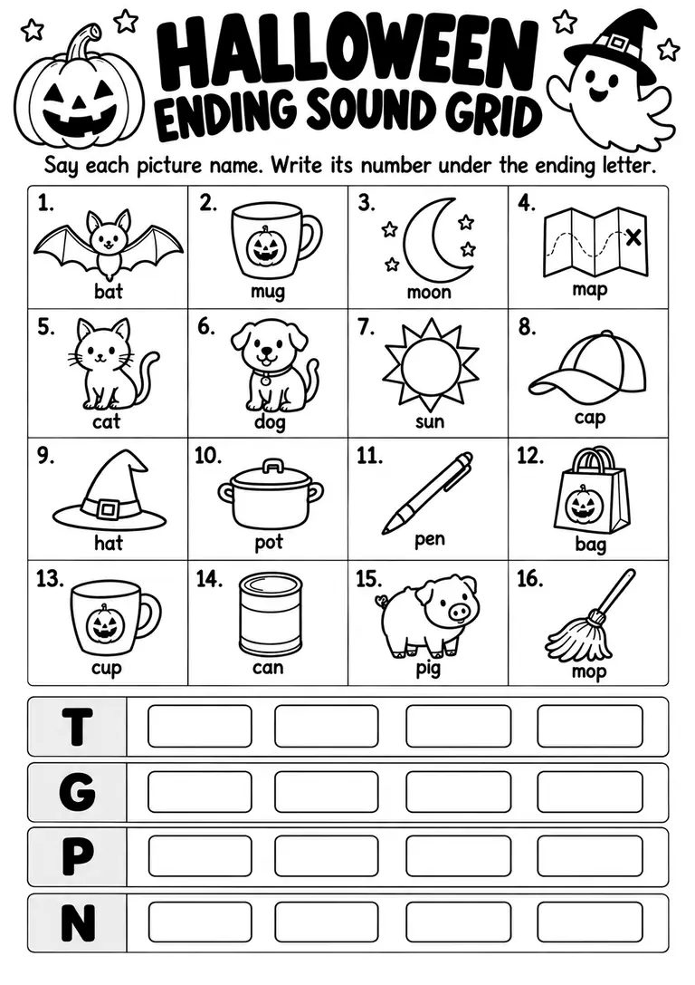 HALLOWEEN ENDING SOUND MAZE for Kindergarten, 1st Grade