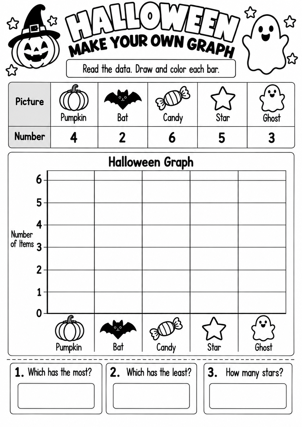 Halloween Make Your Own Graph for Pre-K, Kindergarten, 1st Grade