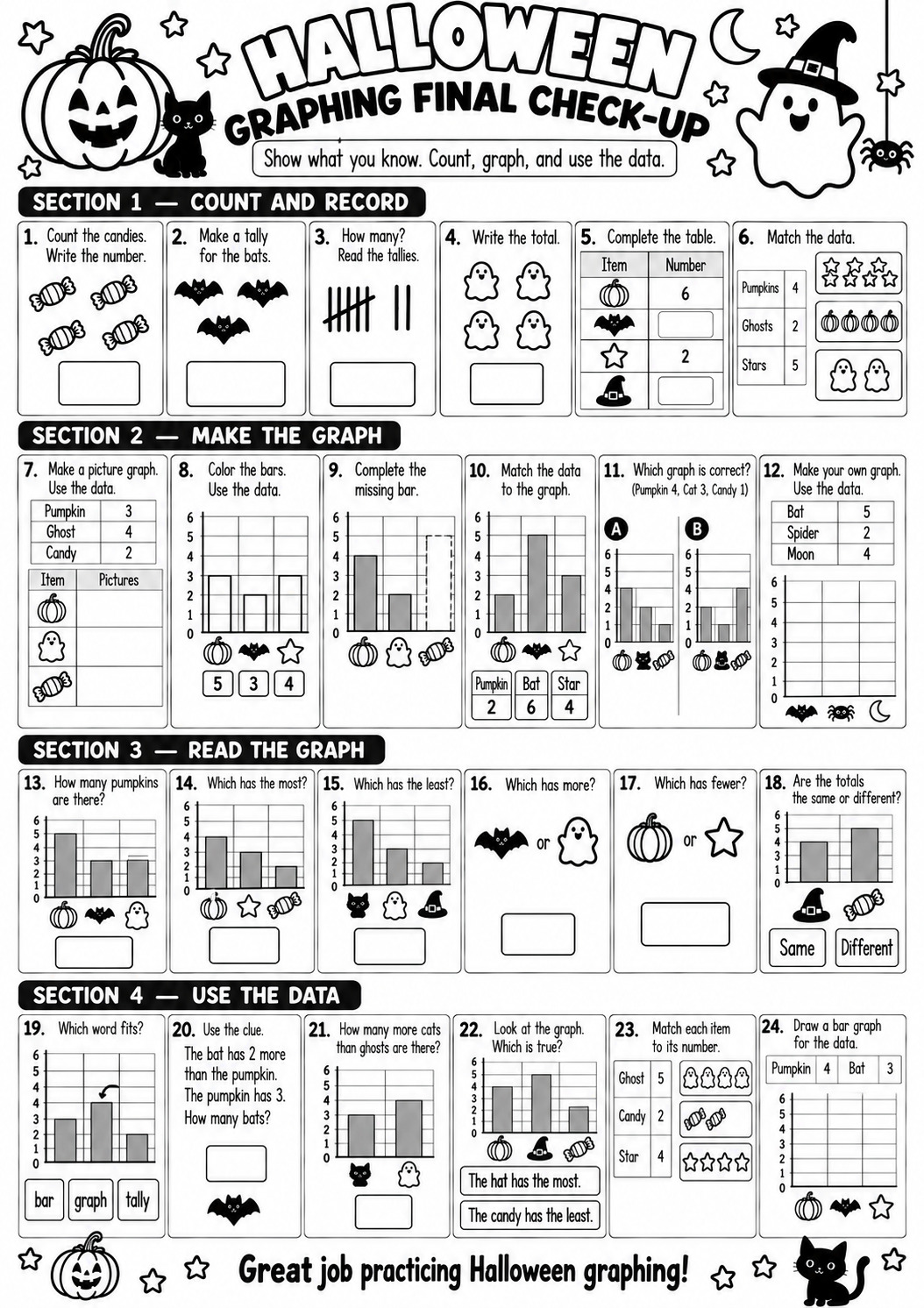 Halloween Graphing Final Check-Up for Pre-K, Kindergarten, 1st Grade