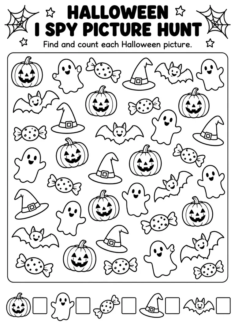 Halloween I Spy Picture Hunt for Pre-K, Kindergarten, 1st Grade
