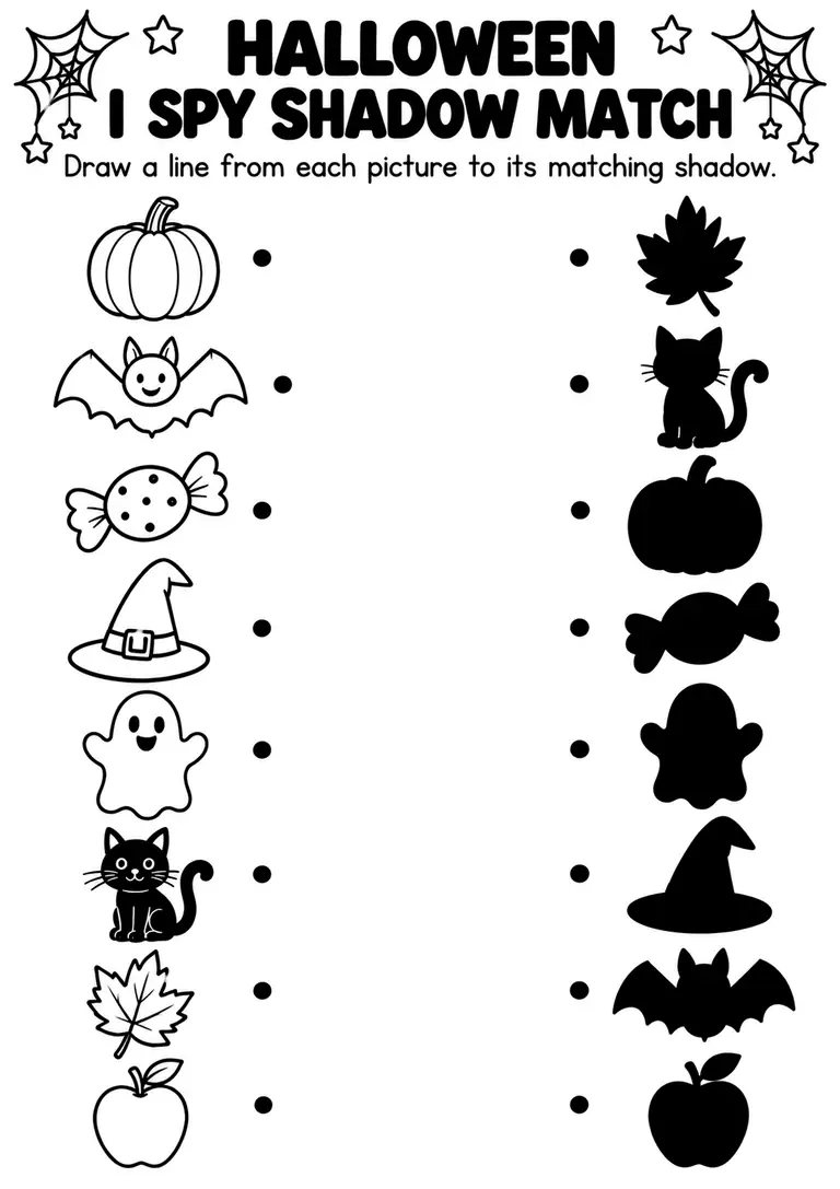 Halloween I Spy Shadow Match for Pre-K, Kindergarten, 1st Grade