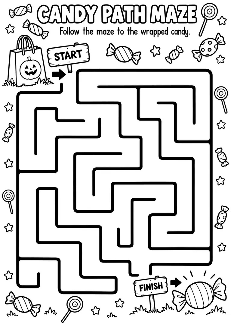 Candy Path Maze for Pre-K, Kindergarten, 1st Grade