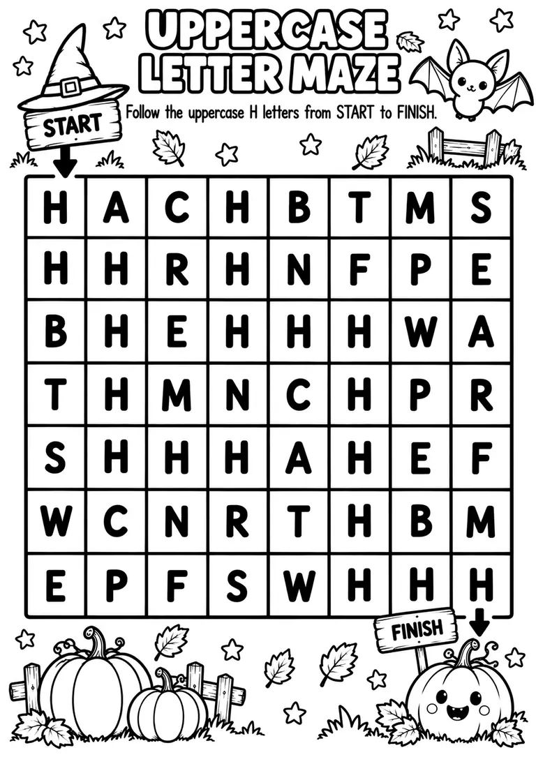 Uppercase Letter Maze for Pre-K, Kindergarten, 1st Grade