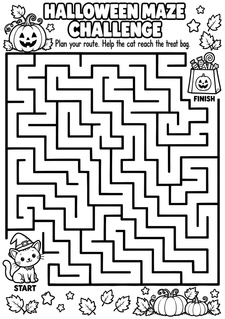 Halloween Maze Challenge for Pre-K, Kindergarten, 1st Grade