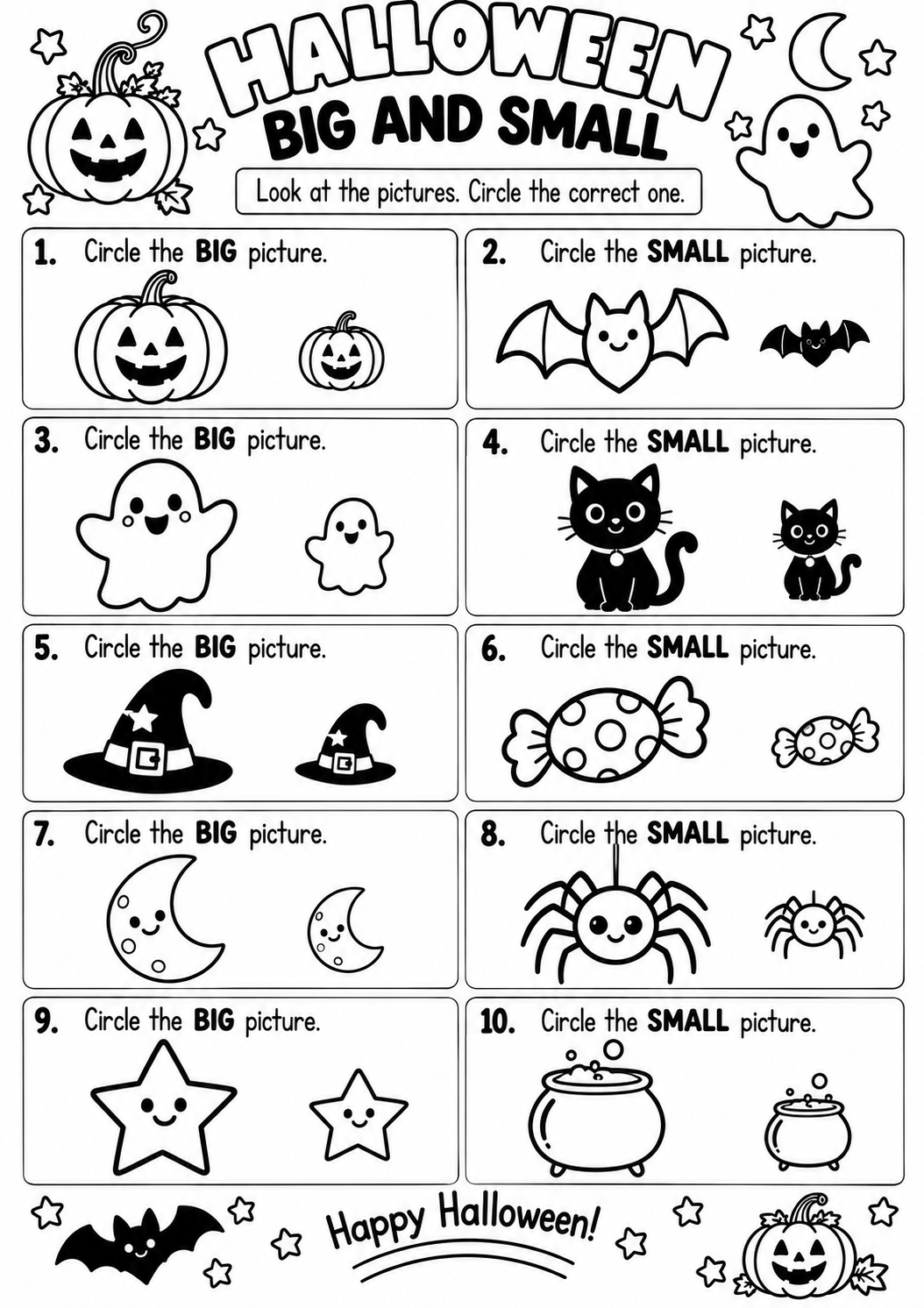 Halloween Big and Small for Pre-K, Kindergarten, 1st Grade