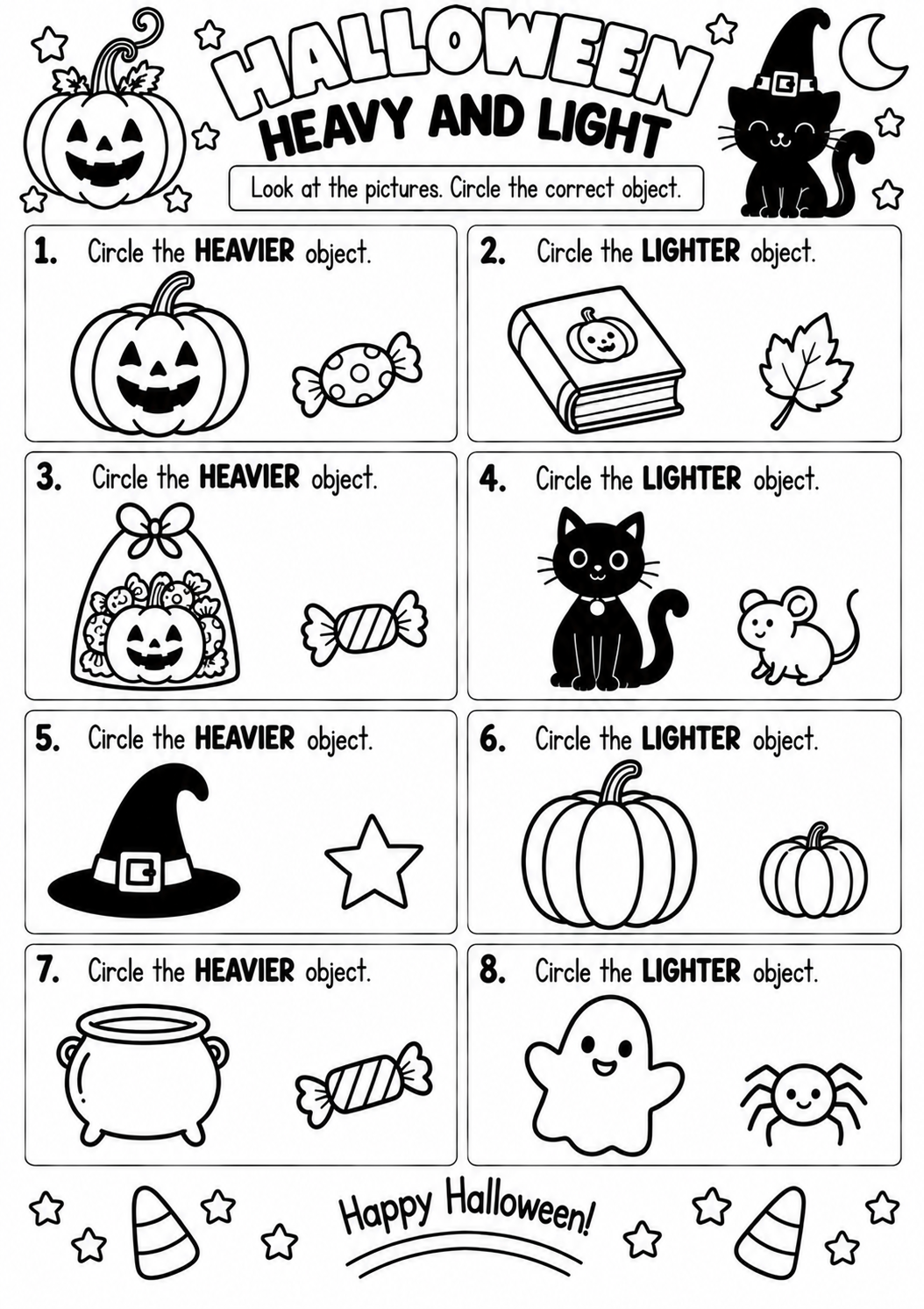 Halloween Heavy and Light for Pre-K, Kindergarten, 1st Grade