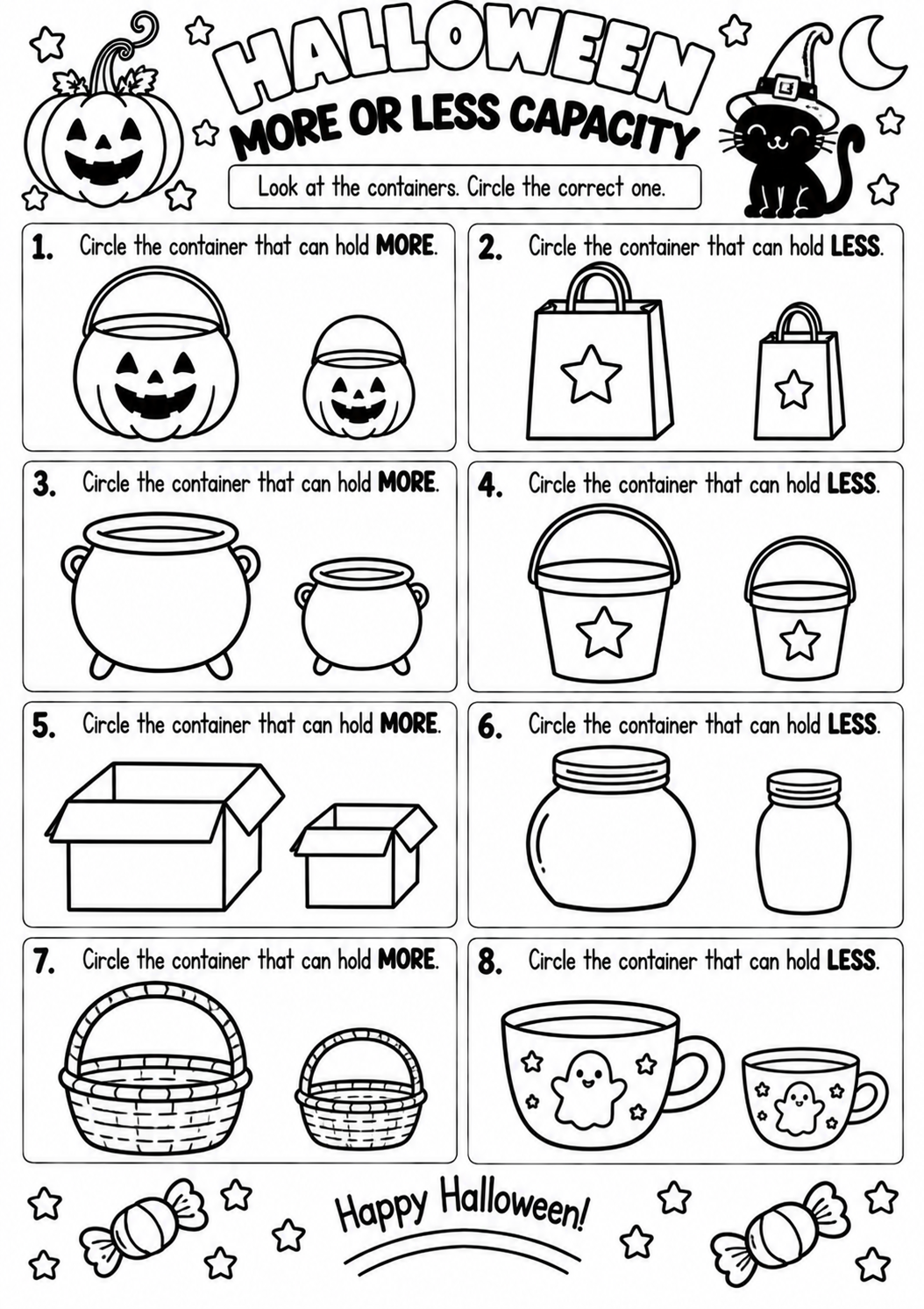 Halloween More or Less Capacity for Pre-K, Kindergarten, 1st Grade