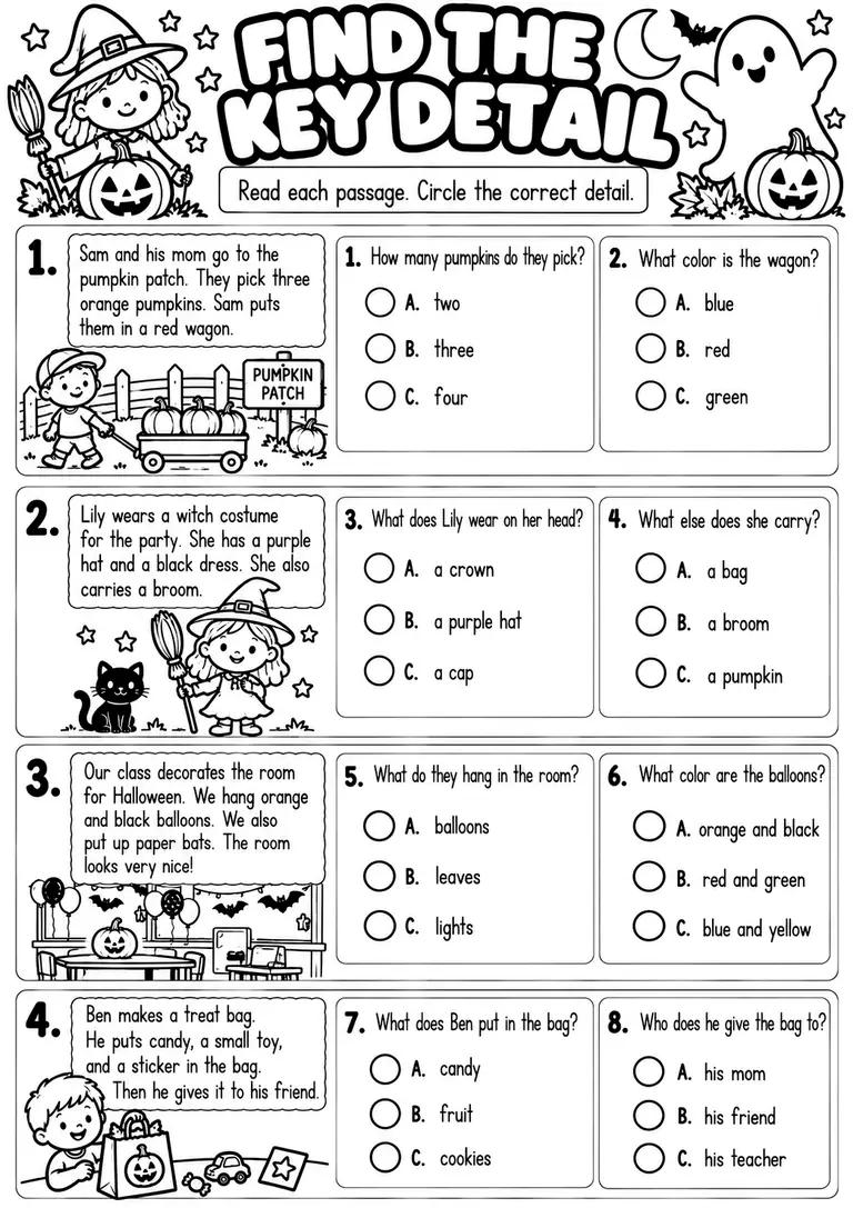 FIND THE KEY DETAIL for Kindergarten, 1st Grade