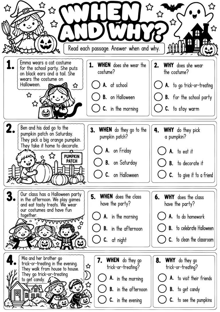 WHEN AND WHY? for Kindergarten, 1st Grade