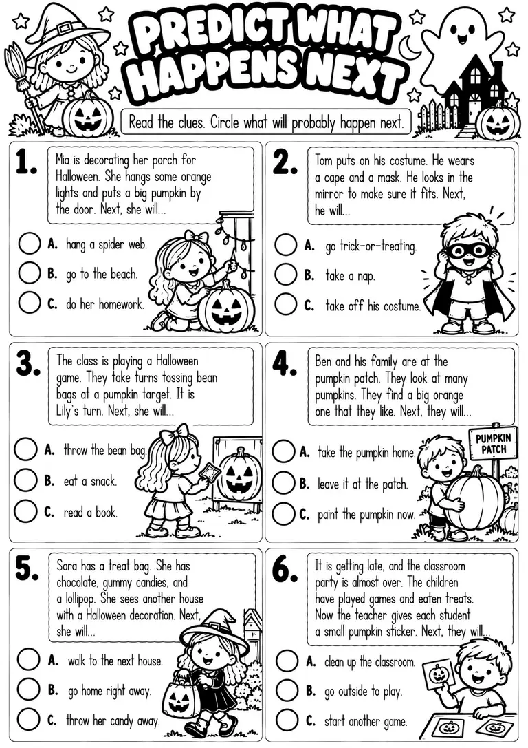 PREDICT WHAT HAPPENS NEXT for Kindergarten, 1st Grade