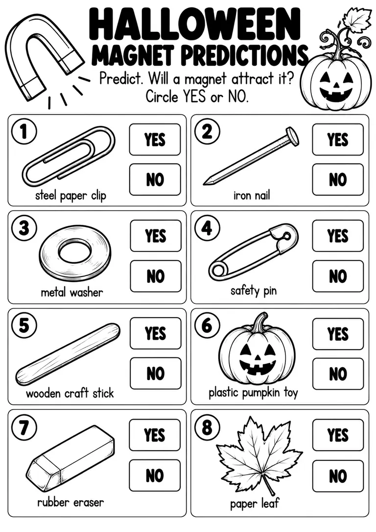 HALLOWEEN MAGNET PREDICTIONS for Kindergarten, 1st Grade