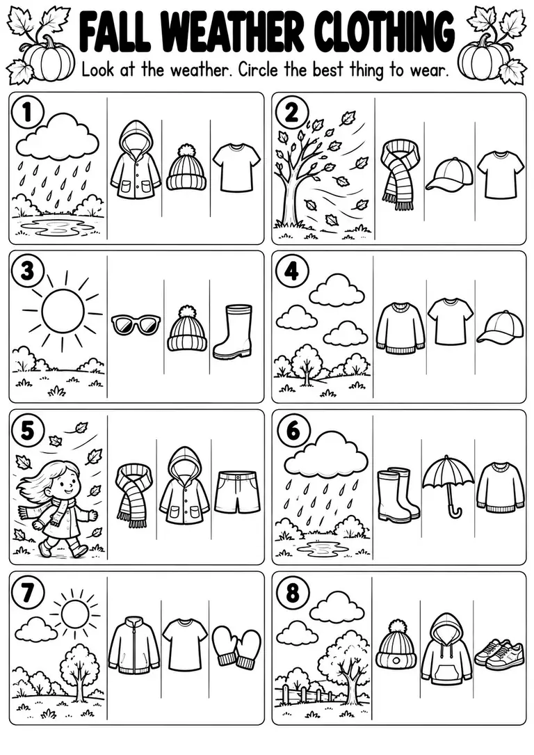 FALL WEATHER CLOTHING for Kindergarten, 1st Grade