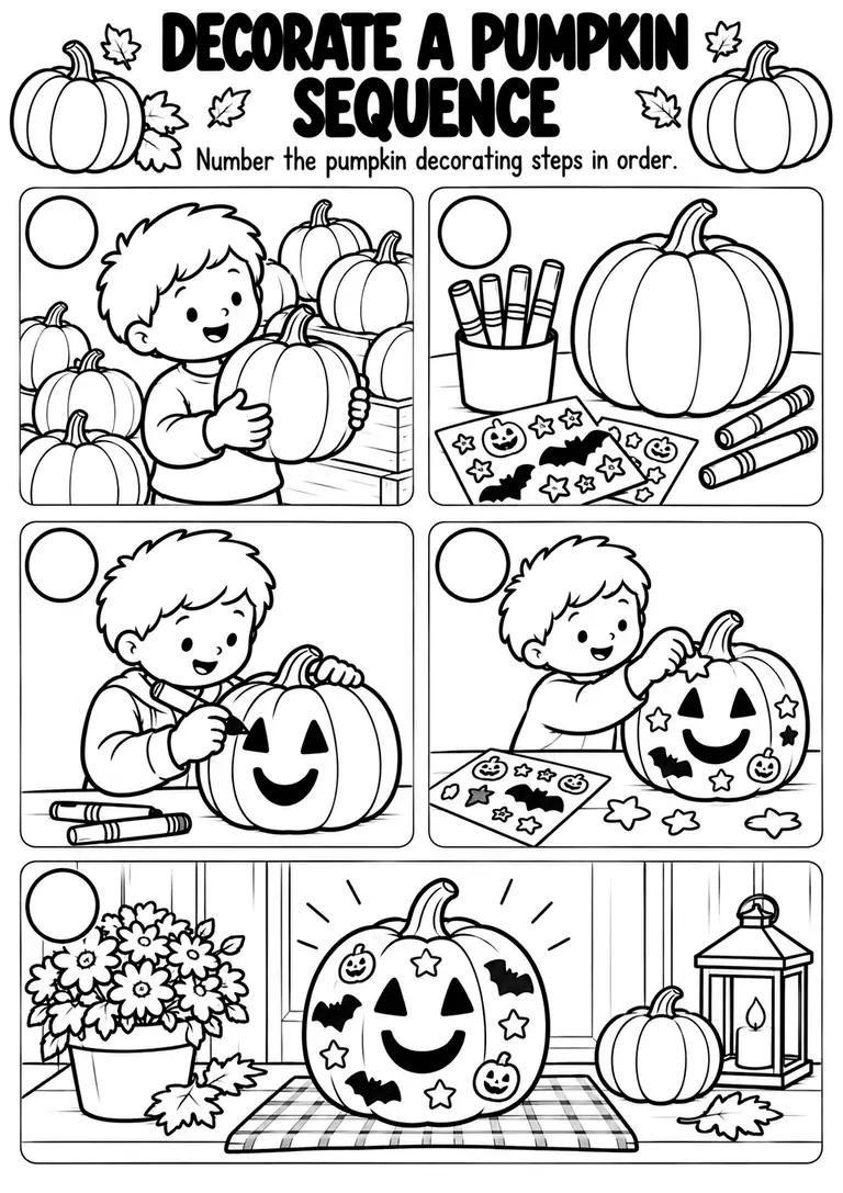 Decorate a Pumpkin Sequence for Kindergarten, 1st Grade