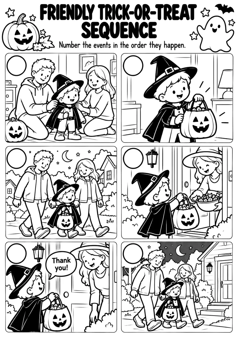Friendly Trick-or-Treat Sequence for Kindergarten, 1st Grade
