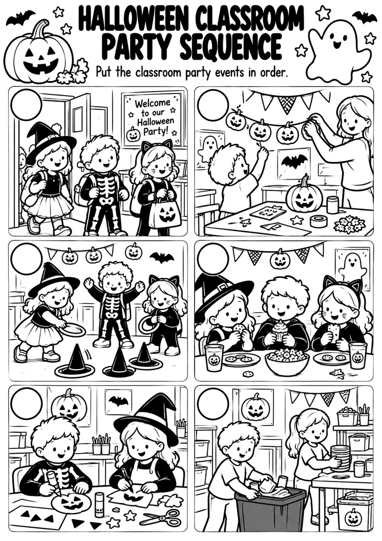 Halloween Classroom Party Sequence for Kindergarten, 1st Grade