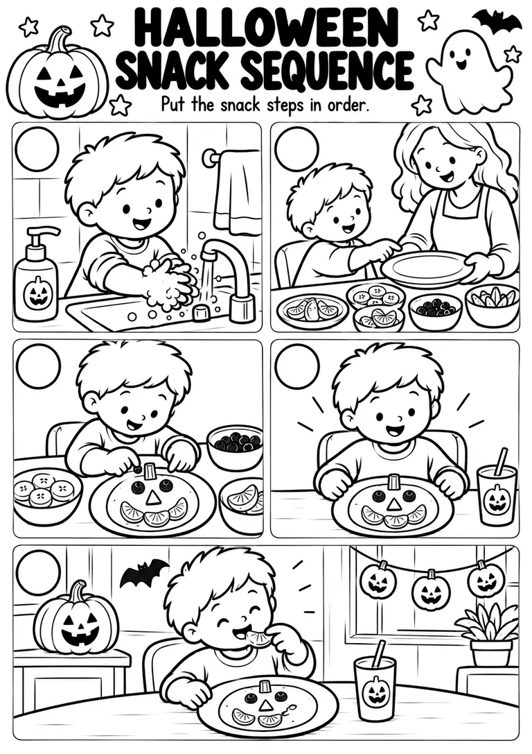 Halloween Snack Sequence for Kindergarten, 1st Grade