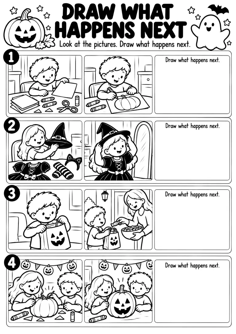 Draw What Happens Next for Kindergarten, 1st Grade
