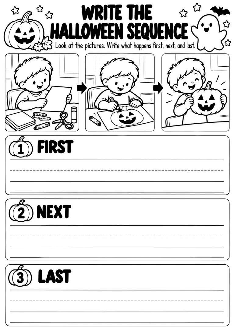 Write the Halloween Sequence for Kindergarten, 1st Grade