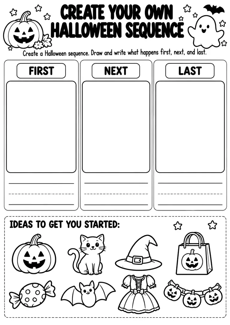 Create Your Own Halloween Sequence for Kindergarten, 1st Grade