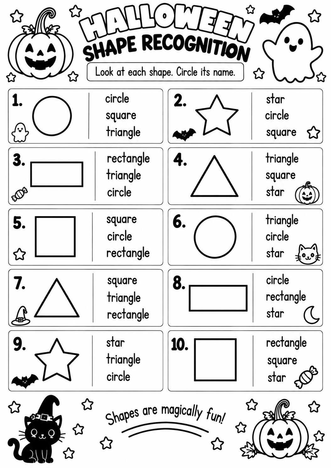 HALLOWEEN SHAPE RECOGNITION for Pre-K, Kindergarten, 1st Grade