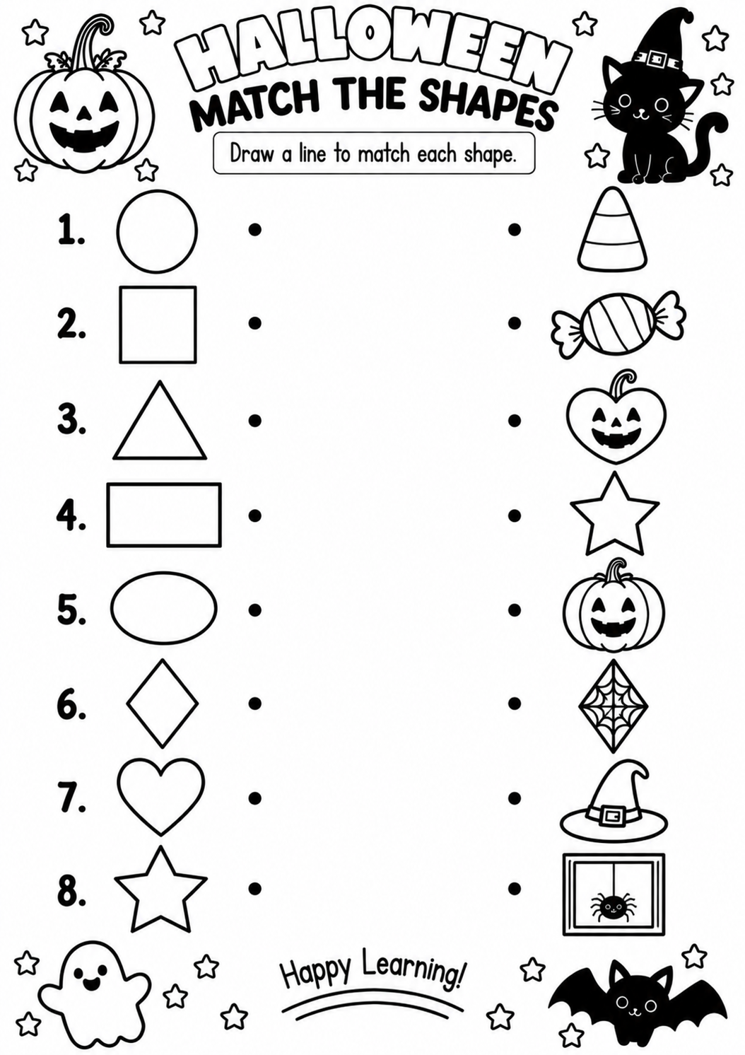 HALLOWEEN MATCH THE SHAPES for Pre-K, Kindergarten, 1st Grade