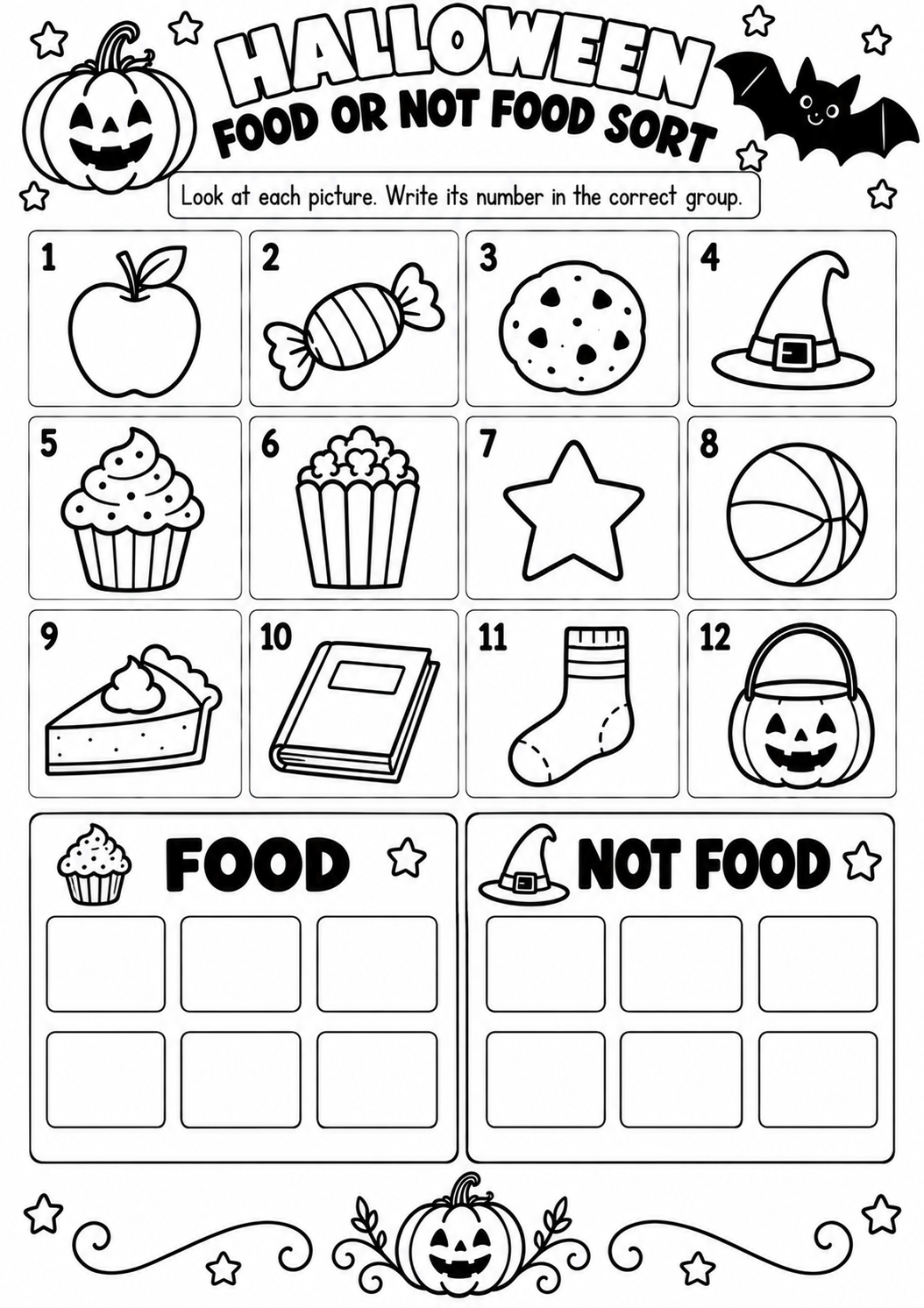 HALLOWEEN FOOD OR NOT FOOD SORT for Pre-K, Kindergarten, 1st Grade