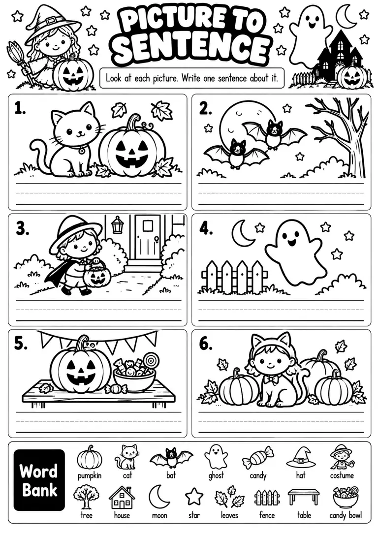 PICTURE TO SENTENCE for Kindergarten, 1st Grade