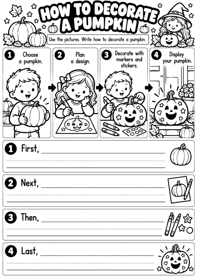 HOW TO DECORATE A PUMPKIN for Kindergarten, 1st Grade