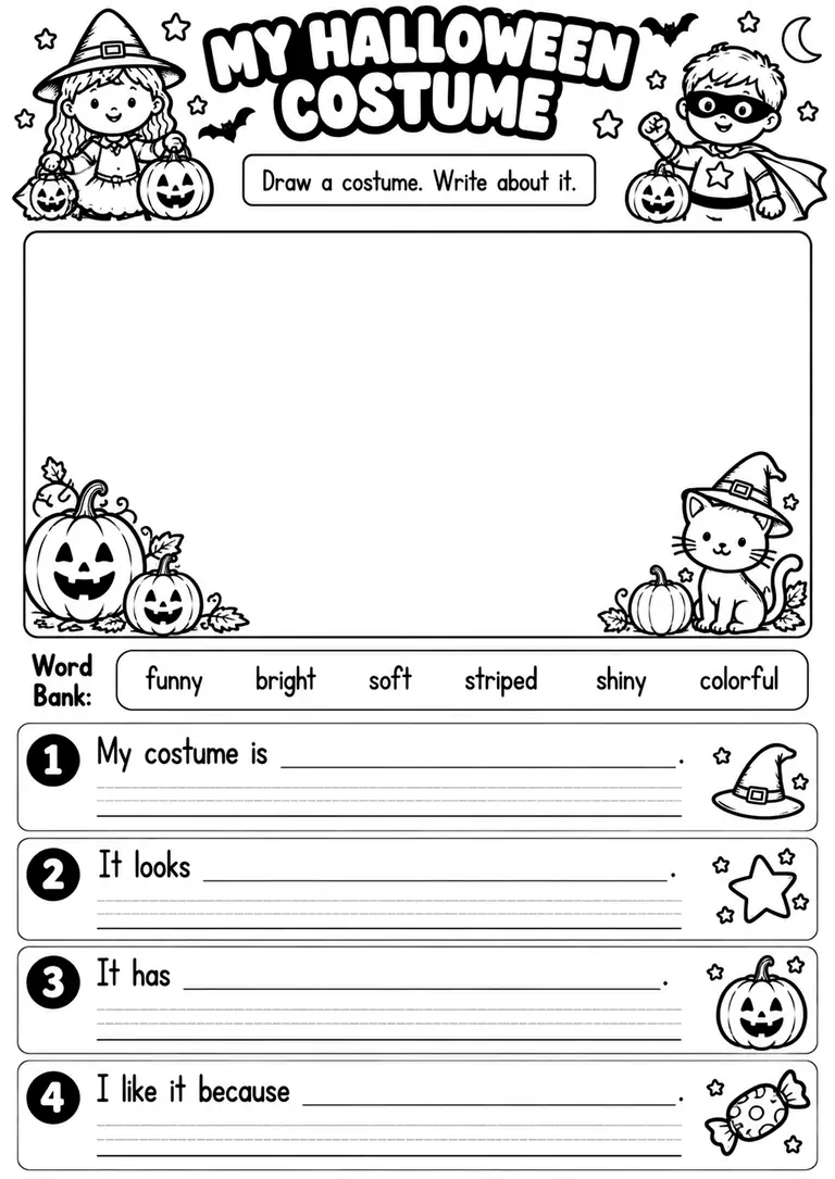 MY HALLOWEEN COSTUME for Kindergarten, 1st Grade