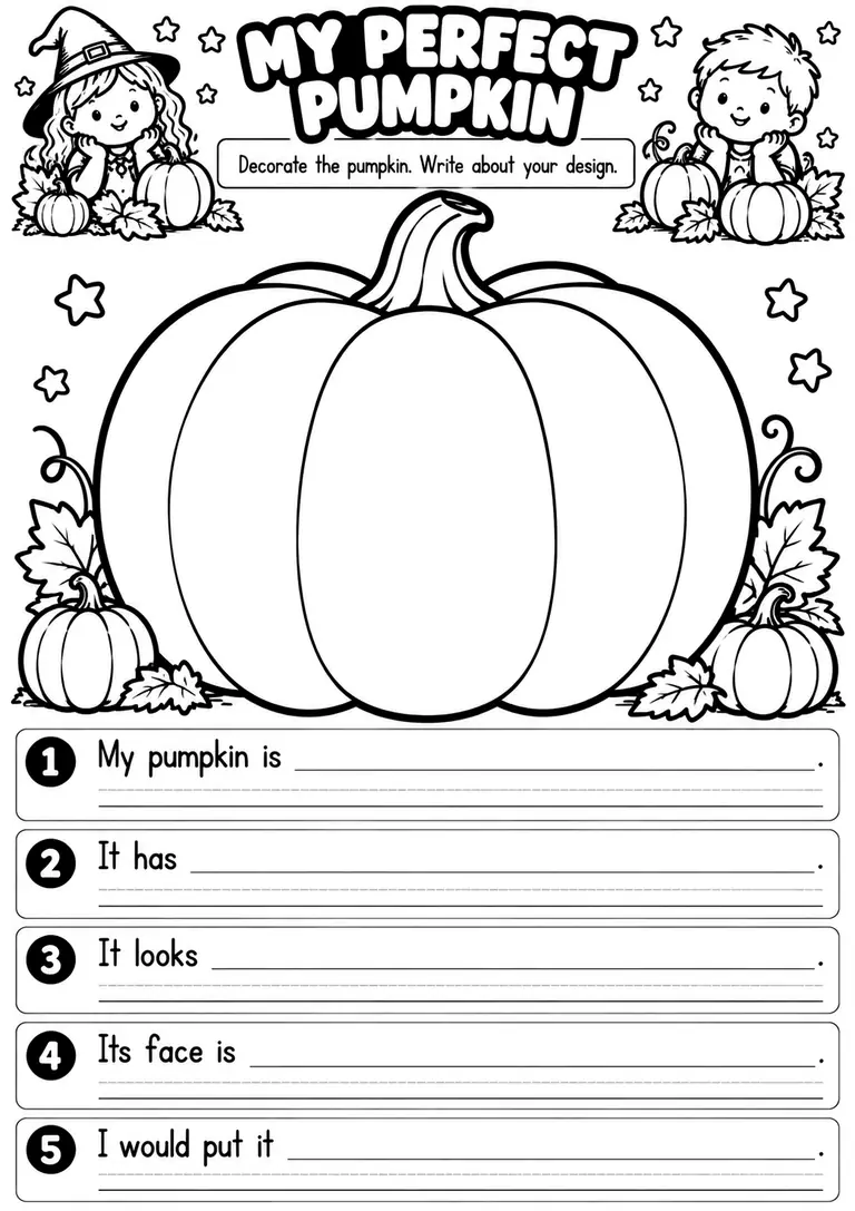 MY PERFECT PUMPKIN for Kindergarten, 1st Grade