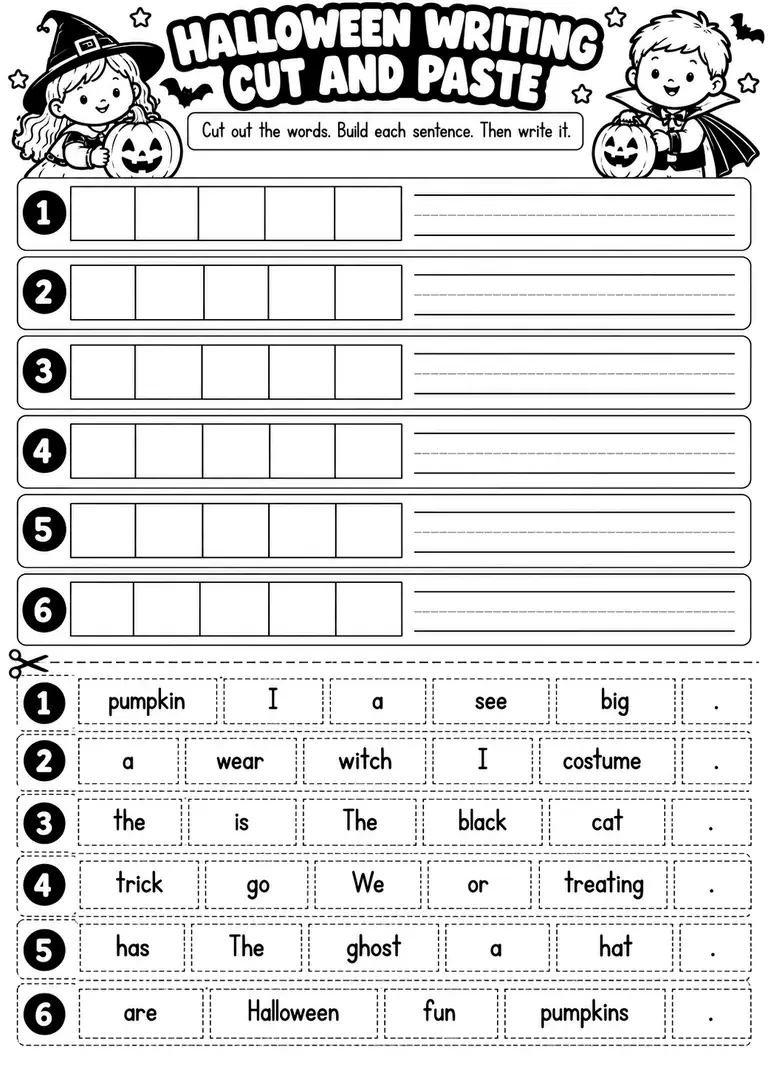 HALLOWEEN WRITING FINAL CHECK-UP for Kindergarten, 1st Grade