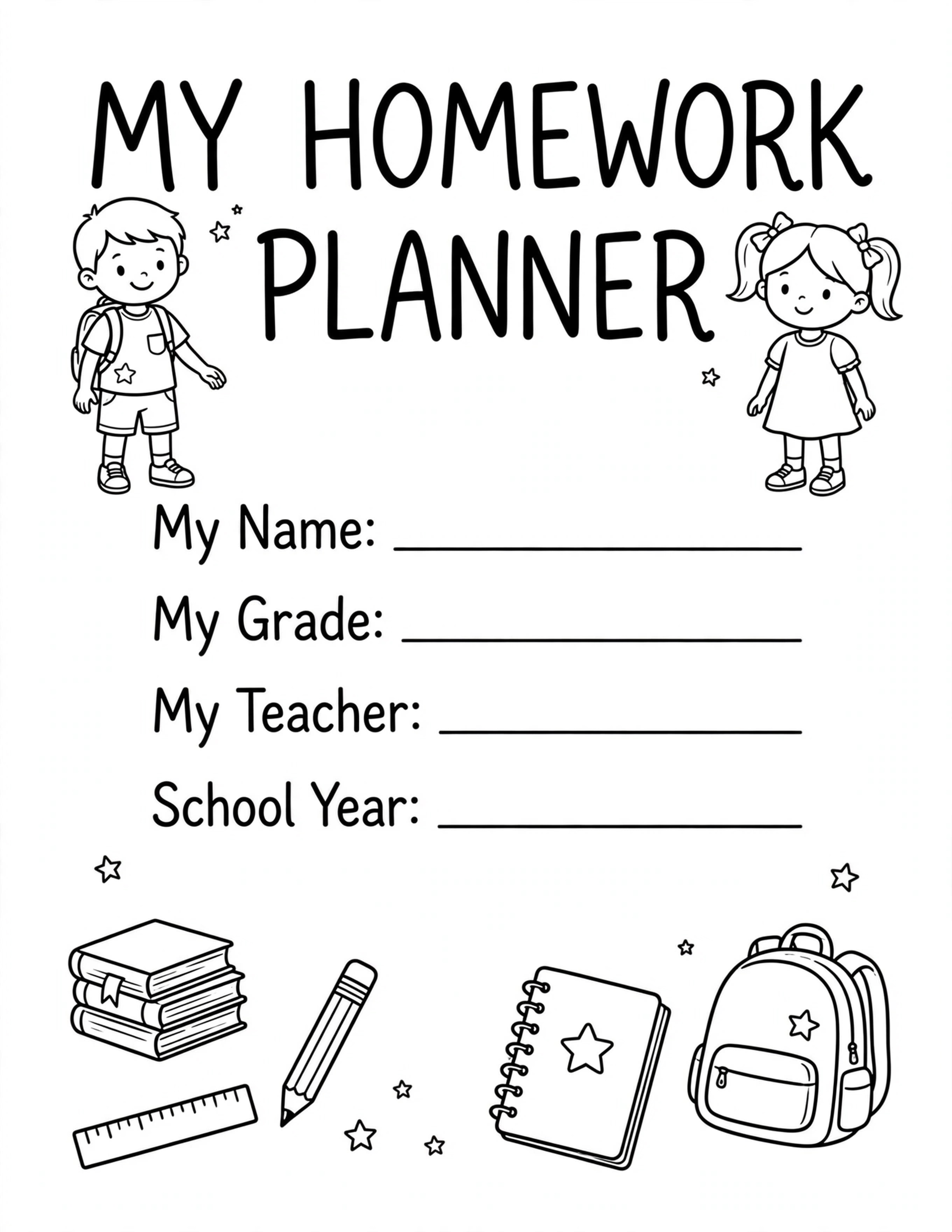 Homework Planner For Kids - MY HOMEWORK PLANNER