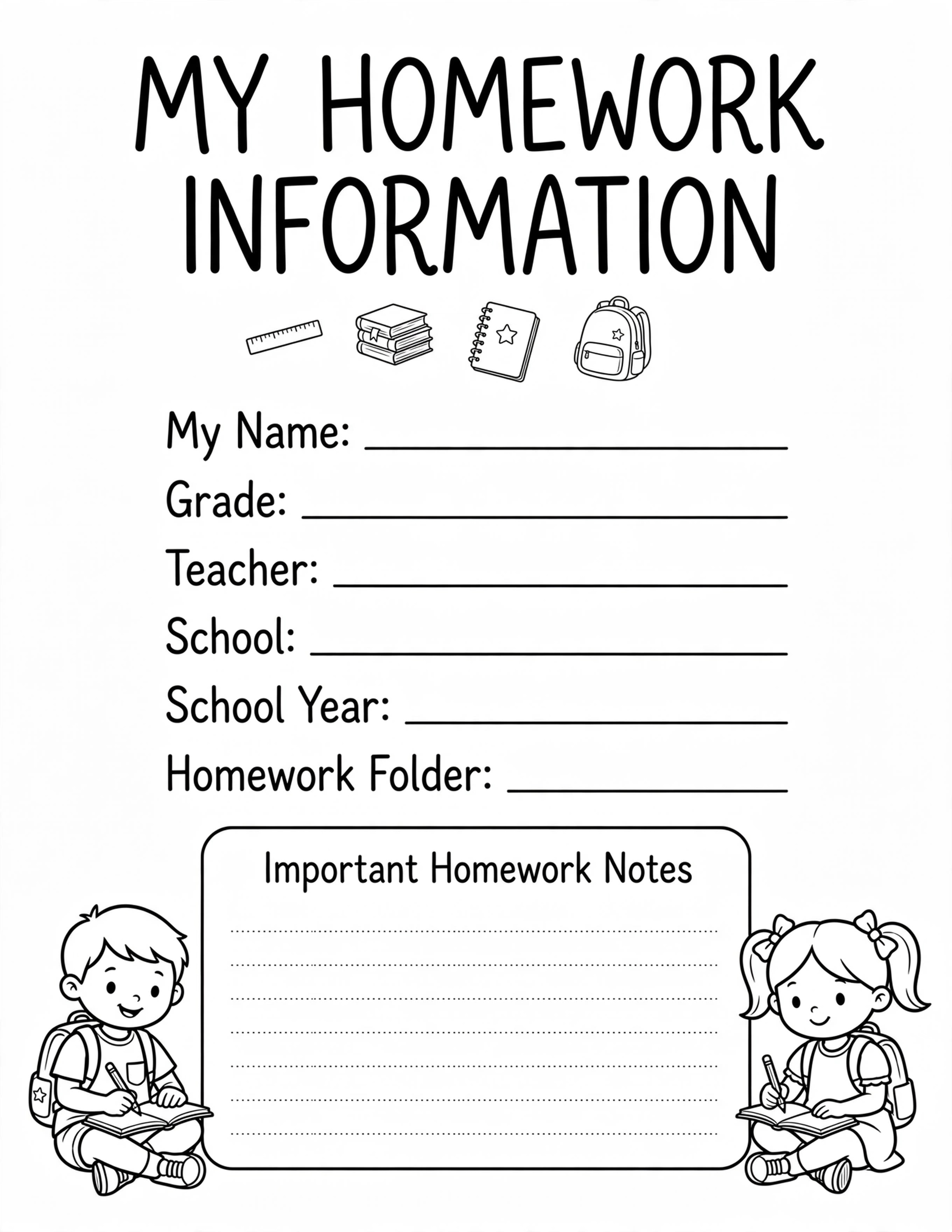 Homework Planner For Kids - HOMEWORK FOR TODAY