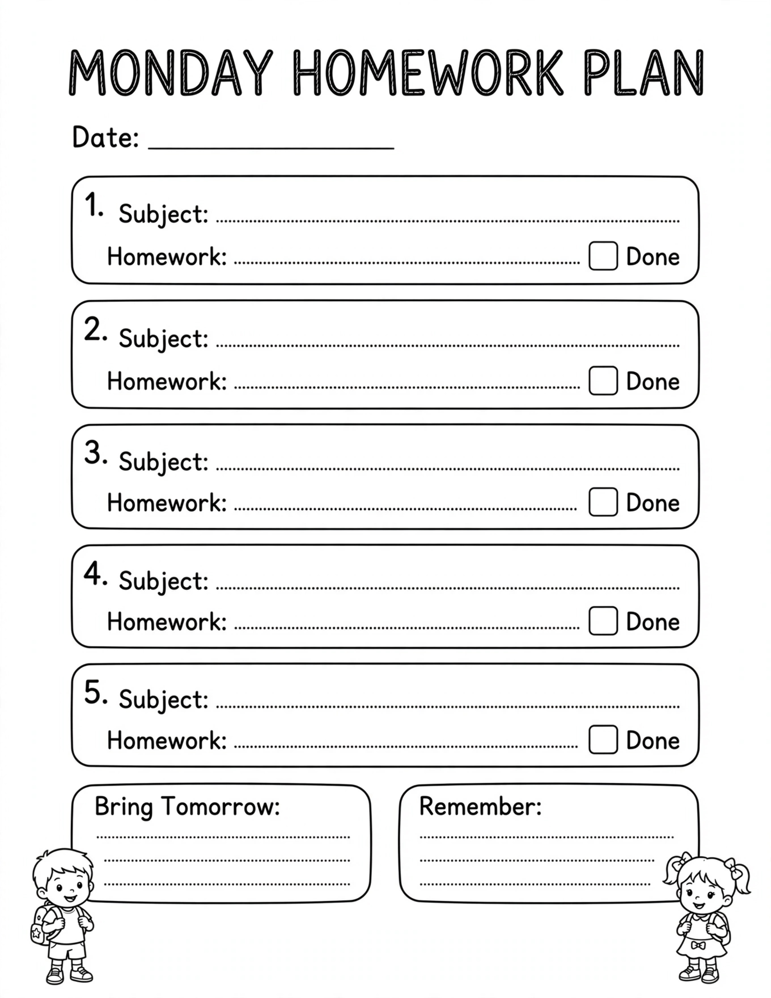 Homework Planner For Kids - MY ASSIGNMENTS