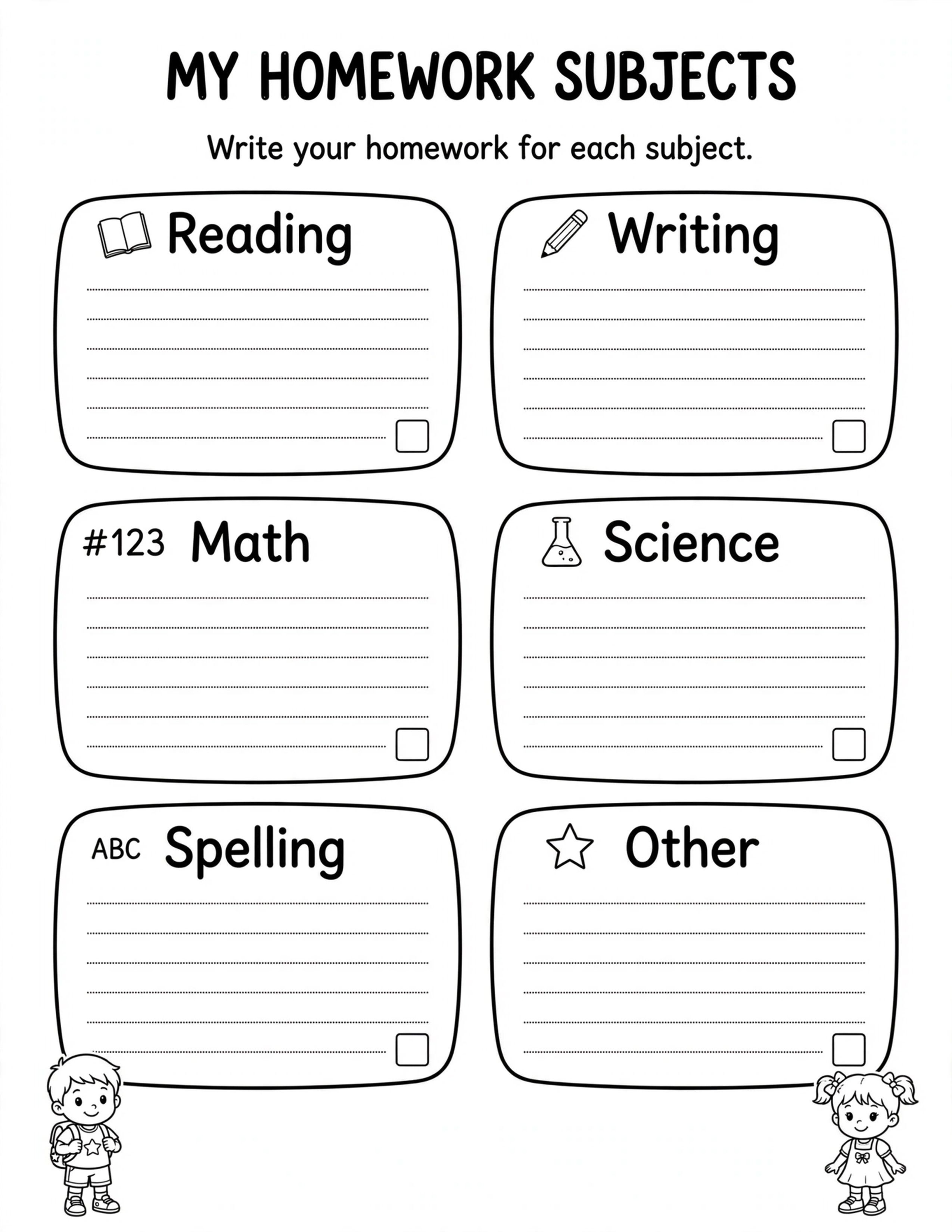 Homework Planner For Kids - HOMEWORK PRIORITIES