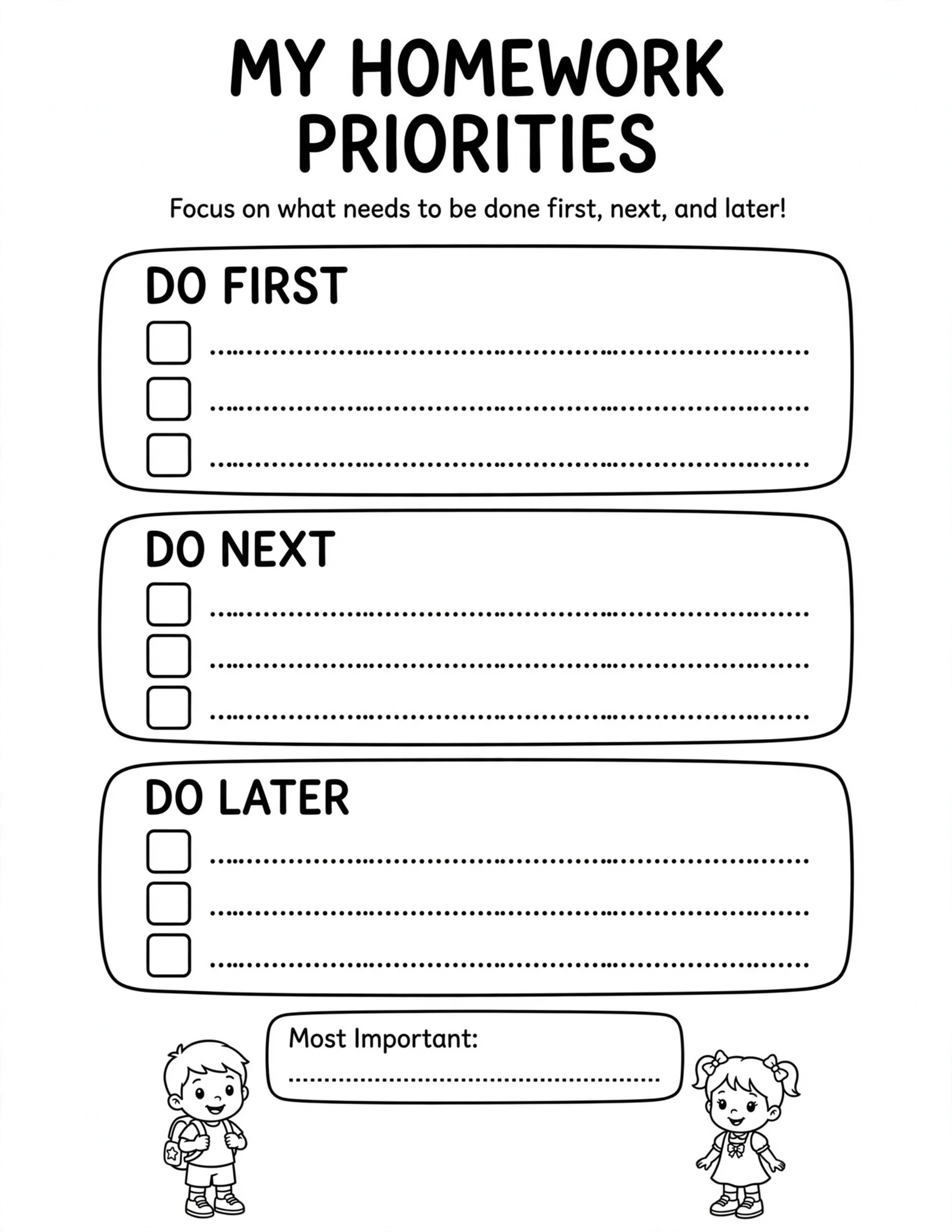 Homework Planner For Kids - AFTER SCHOOL HOMEWORK PLAN
