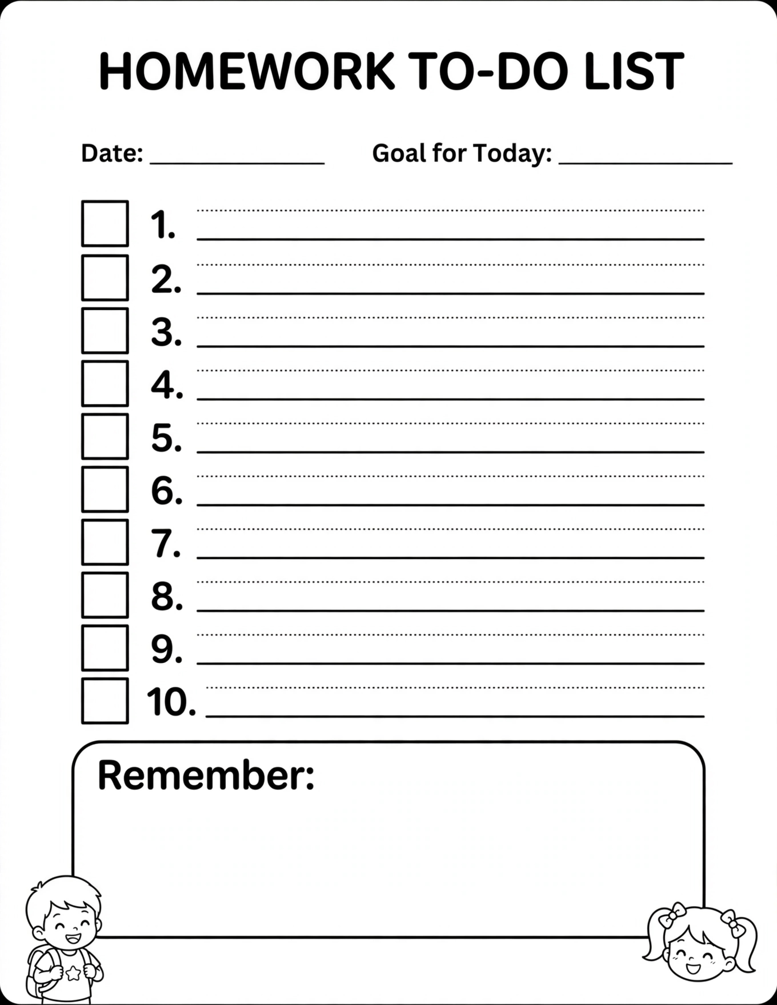 Homework Planner For Kids - HOMEWORK TIME PLAN