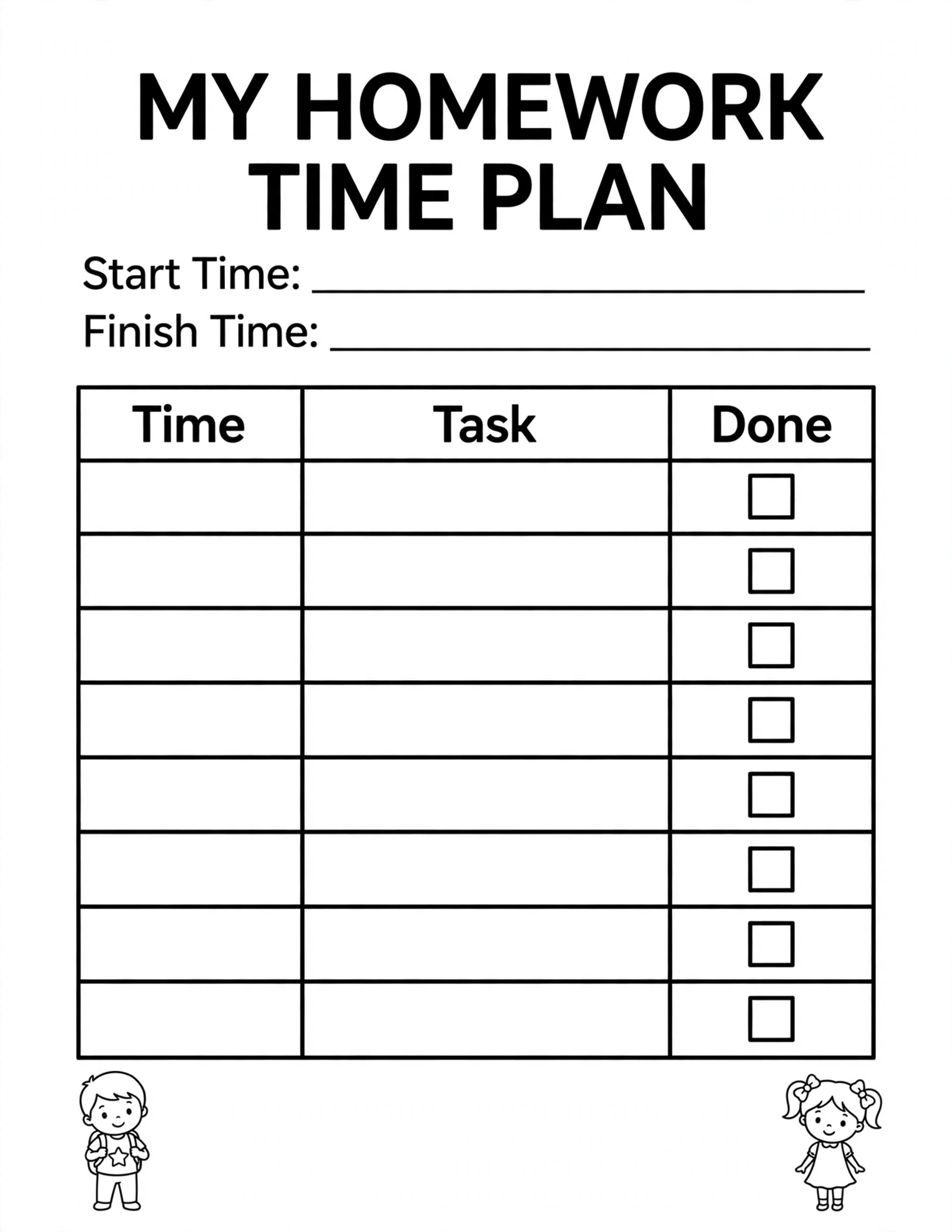 Homework Planner For Kids - BIG PROJECT PLANNER
