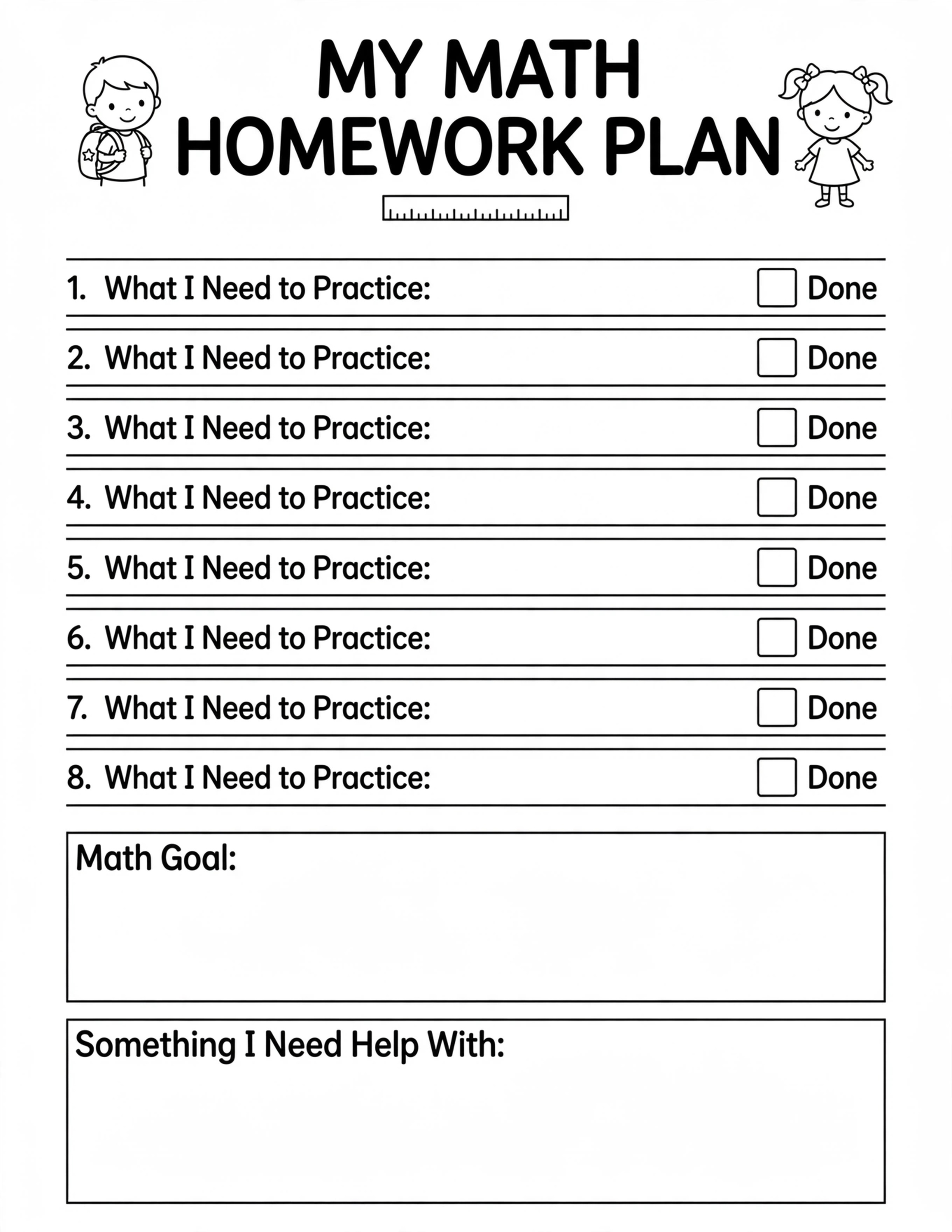Homework Planner For Kids - PACK MY BACKPACK