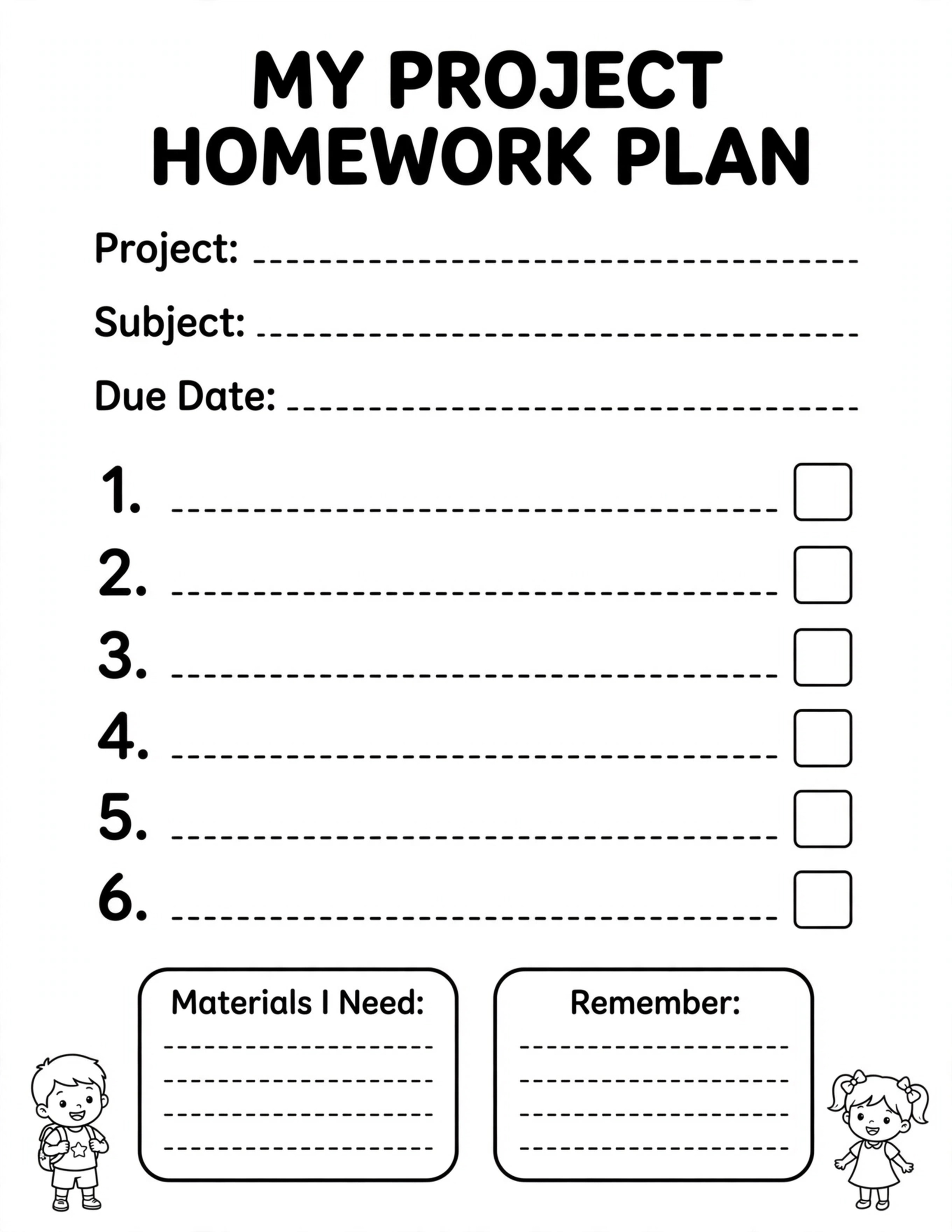 Homework Planner For Kids - HOMEWORK HABITS