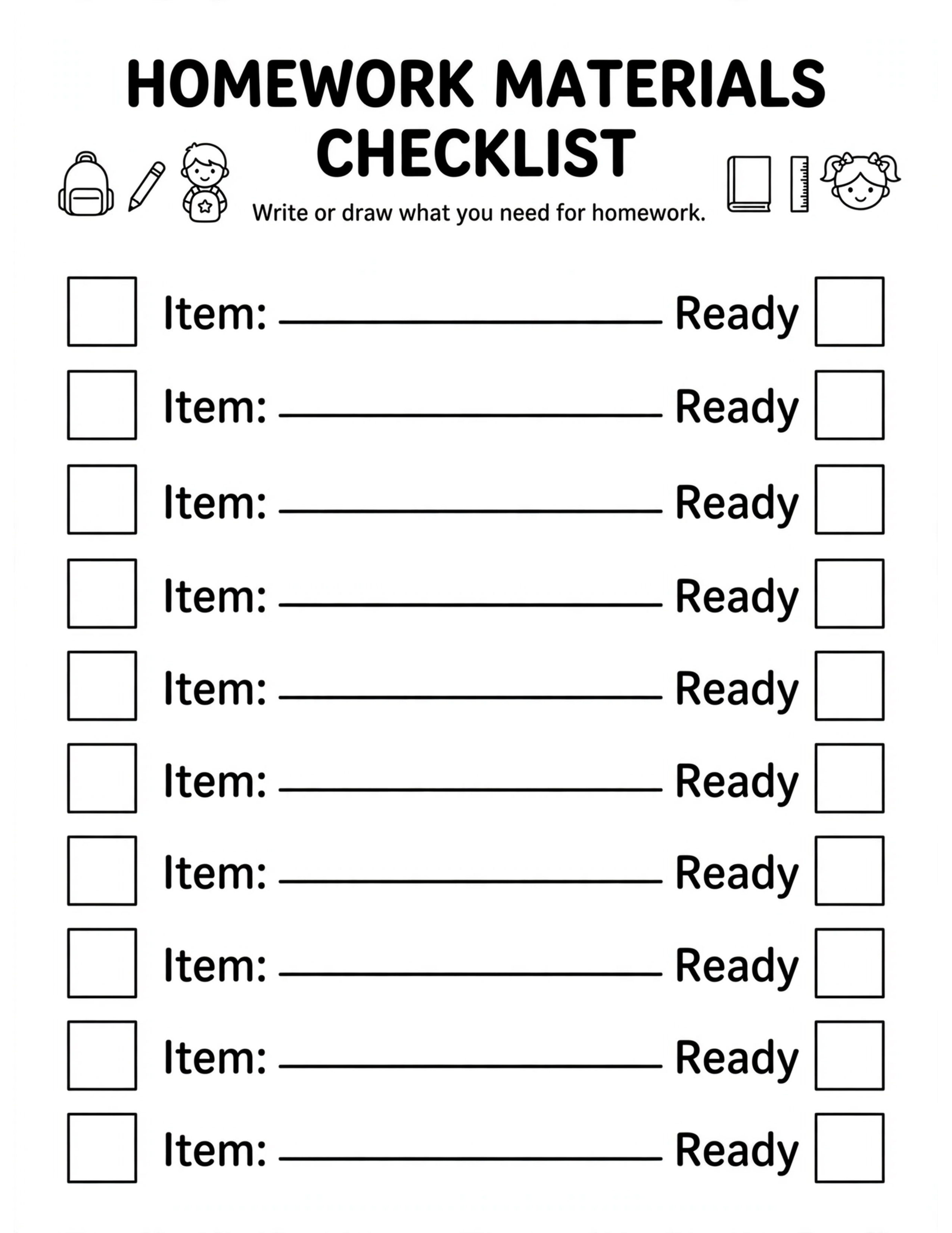 Homework Planner For Kids - MY HOMEWORK GOAL
