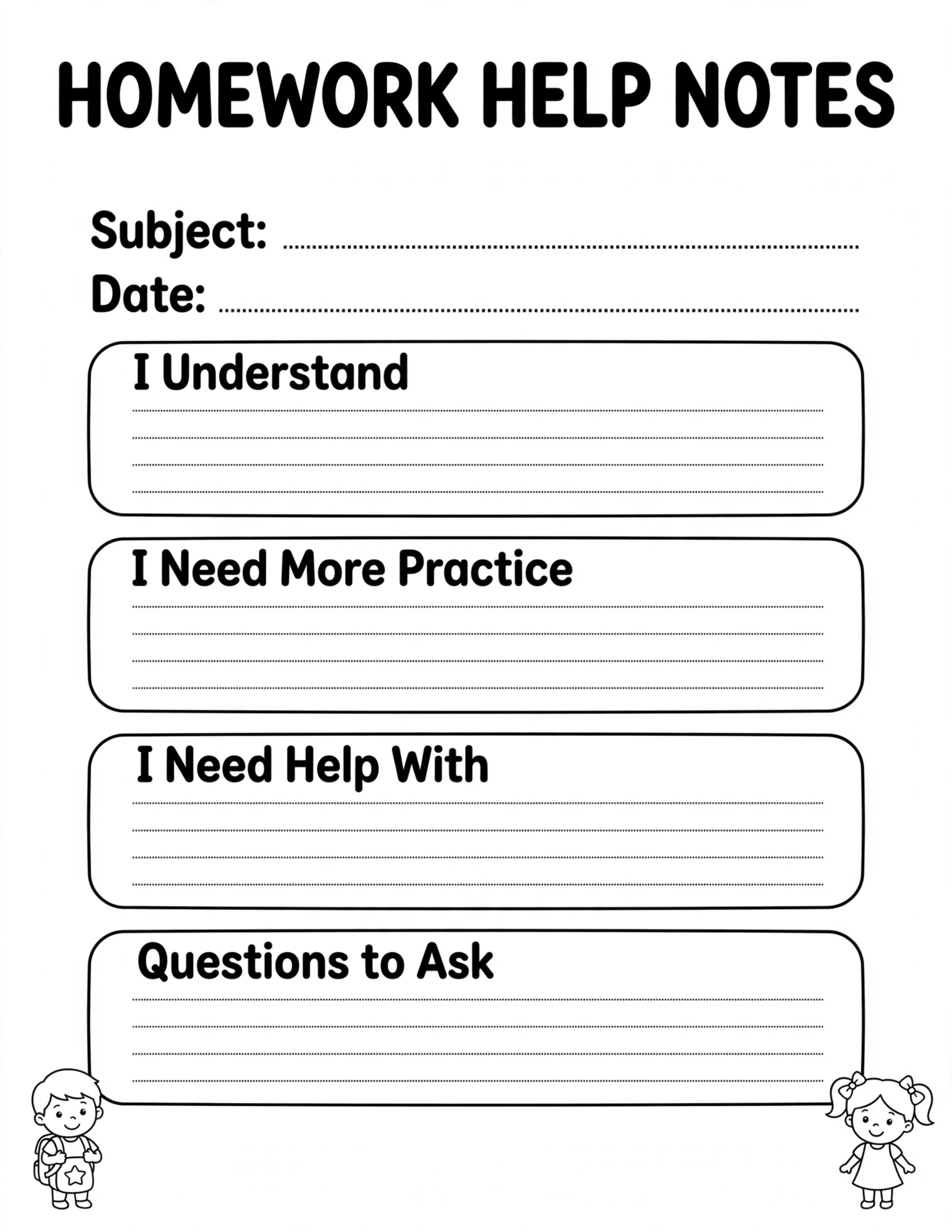 Homework Planner For Kids - HOMEWORK REFLECTION
