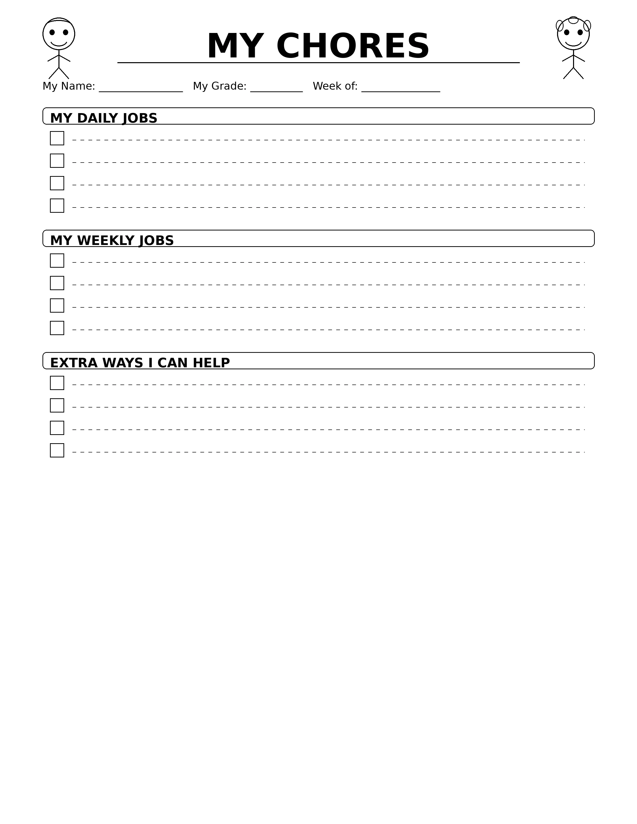 Kids Chore Planner - MY CHORES