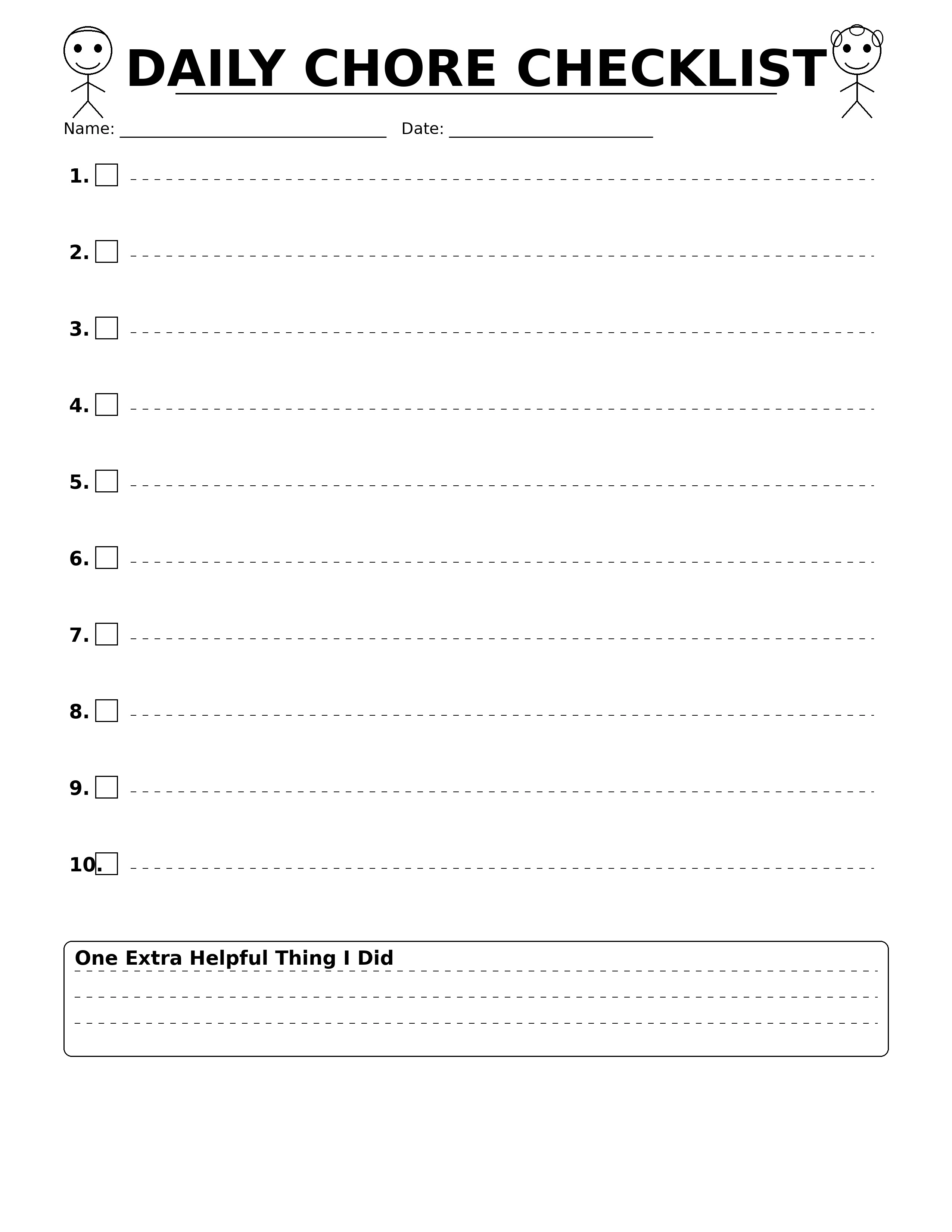 Kids Chore Planner - DAILY CHORE CHECKLIST